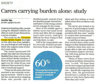 South China Morning Post - Carers carrying burden alone: study